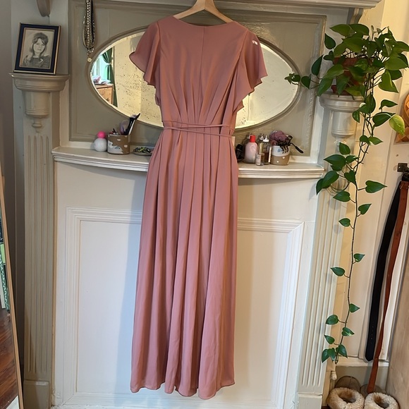 David's Bridal flutter sleeve georgette wrap bridesmaid dress - Picture 7 of 8